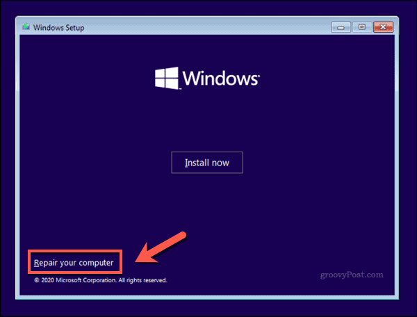 Windows 10-installationsskærmen