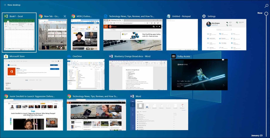 Chrome-aktivitet Windows 10-tidslinje