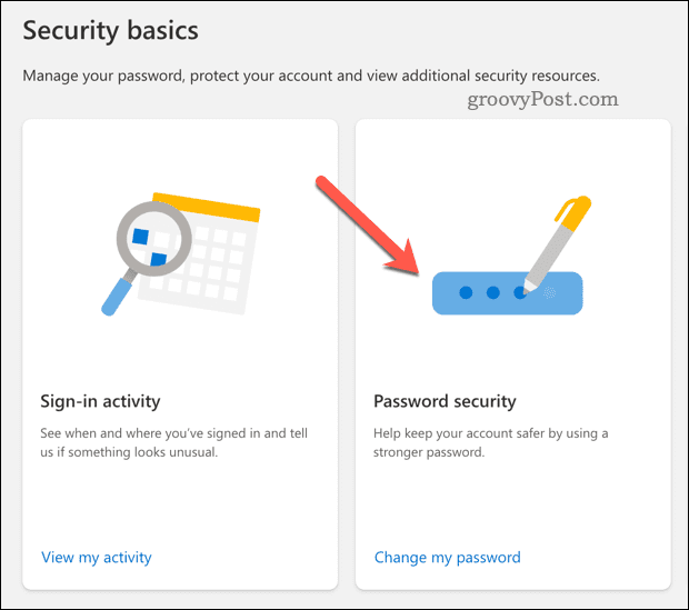 Skift adgangskodesikkerhed på din Microsoft-konto