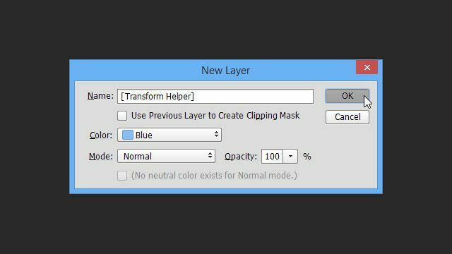 Snyde Photoshop Tekstlag Transformationer Trik nyt lags dialogboks navn farvetilstand transformer hjælperlag skab snyderi