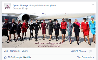 qatar airways facbook omslagsbillede post