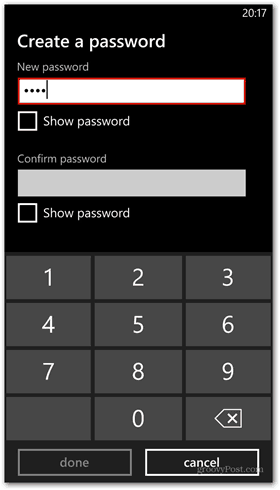 Windows Phone 8 tilpasser adgangskoden til låseskærmen