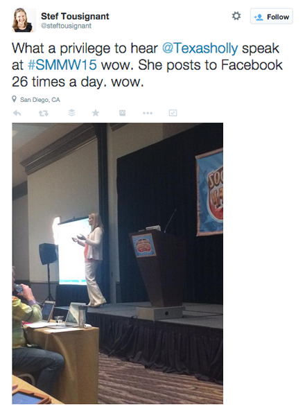 tweeted pic of holly homer smmw15 presentation