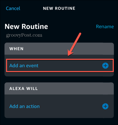 alexa app tilføje begivenhed