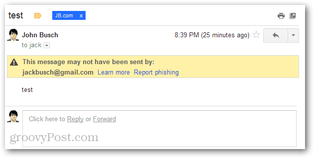 Denne meddelelse er muligvis ikke sendt via phishing fra rapporter