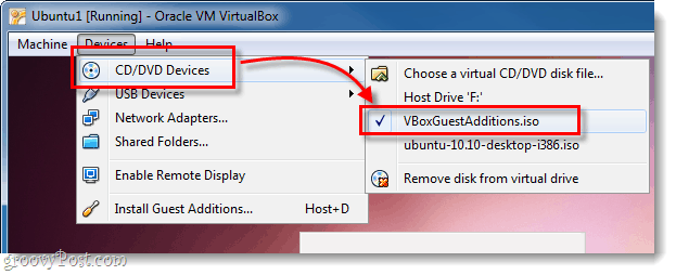 ubuntu dvd cd-enhed vælg vboxguestadditions.iso