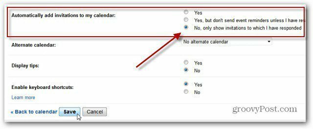 Deaktiver Google+ Kalenderbegivenheder Inviter underretninger
