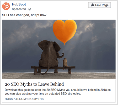 Branding-annoncer deler nyttigt indhold som denne HubSpot-annonce omkring 20 SEO-myter at efterlade.