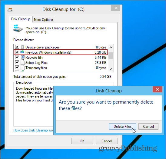 Gendan optræden på plads på harddisken efter en Windows-opgradering