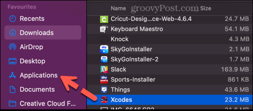 træk xcodes til applikationsmappen