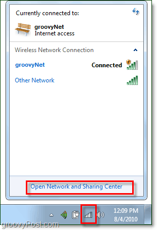 administrere netværk fra Windows 7-systembakken