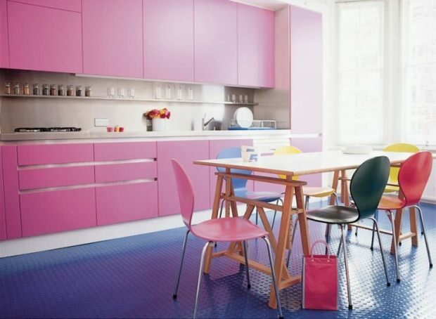 lyserød blå køkkendekoration