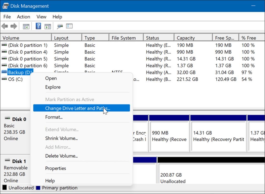 åbn diskhåndtering i Windows 11 Power User menu