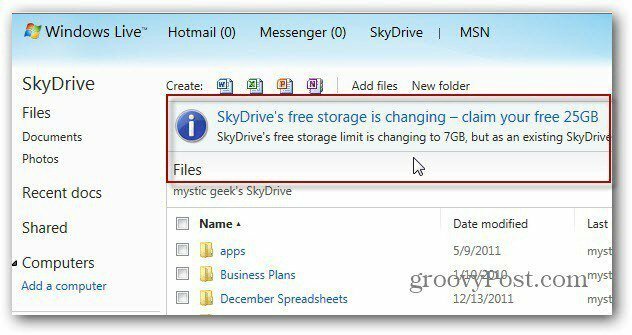 Hent din 25 GB SkyDrive