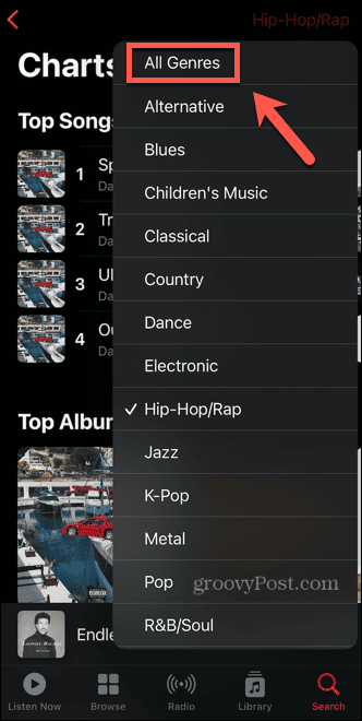apple music hitlister alle genrer