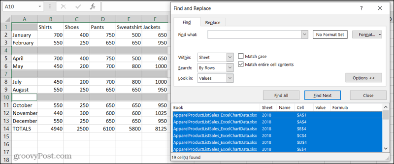 Find tomme rækker i Excel