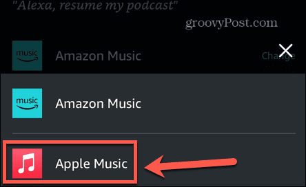 alexa select apple music
