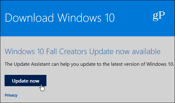 3 Opdateringsassistent side Windows 10
