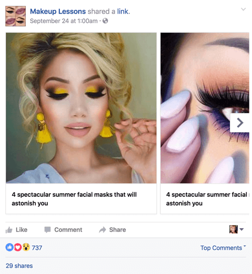 makeup lektioner facebook karrusel post