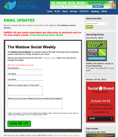 waldow sociale e-mail-opdateringer
