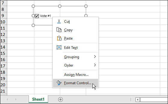 Indsæt et afkrydsningsfelt i Microsoft Excel