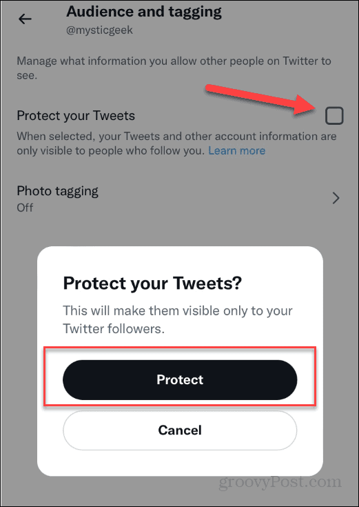 Beskyt Tweets Twitter Private