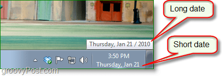 Windows 7-skærmbillede - lang dato vs. kort dato