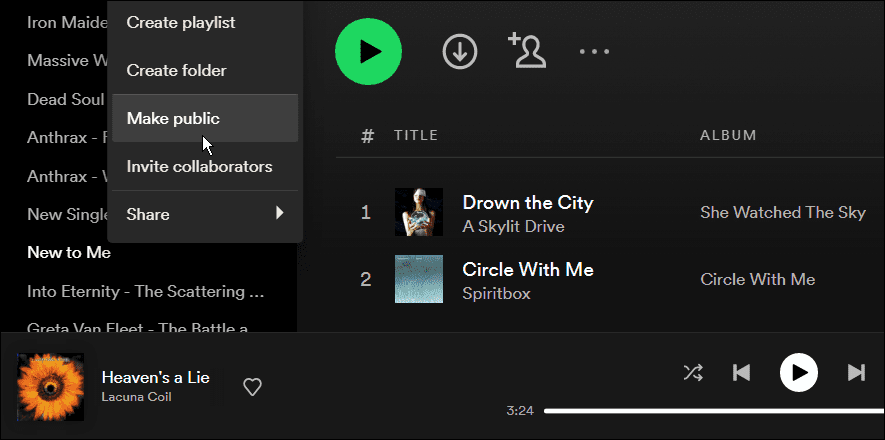 Gør en playliste privat på Spotify