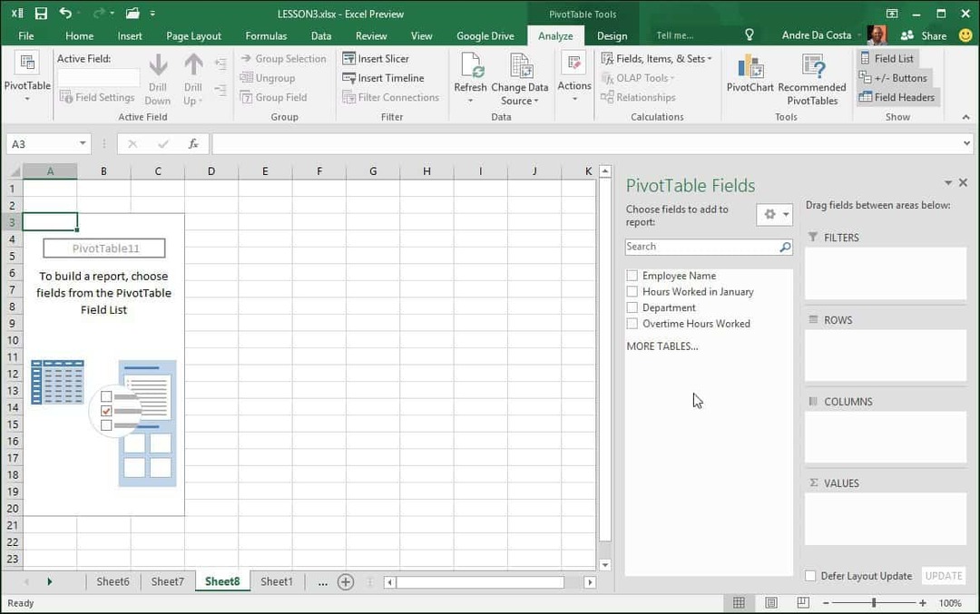 Sådan opretter du en pivottabel i Microsft Excel