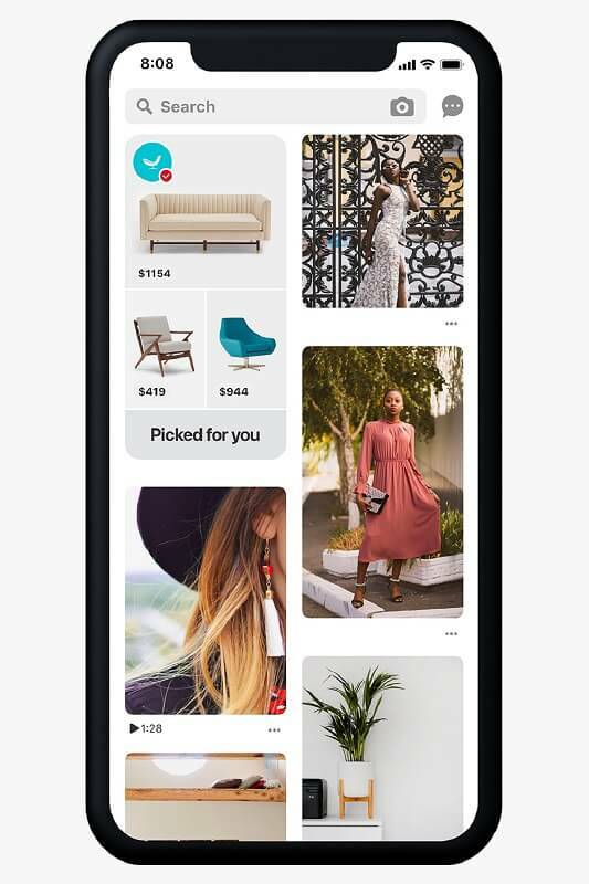 Pinterest introducerede mere dedikerede og personaliserede shoppinganbefalinger i Home Feed med kataloger, der kan gennemses, og personaliserede knudepunkter med ideer, der kan købes.