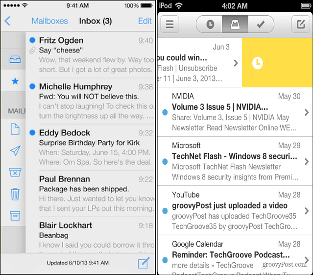 Mail iOS 7 og Mailbox-app