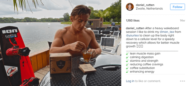 Atlet Daniel Rutten stiller sig sammen med Man Tea og fremhæver fordelene for sine Instagram-tilhængere.