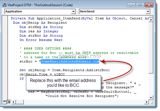 Auto BCC med Outlook 2010