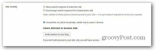 wordpress com gør blog til privat invitation af brugere