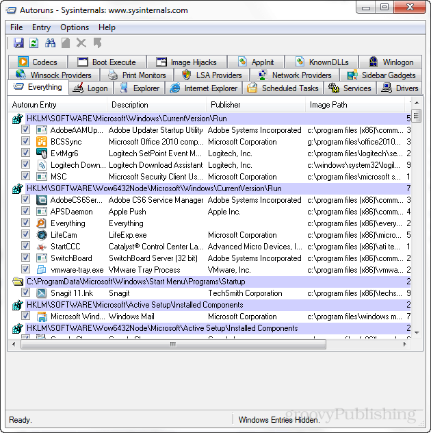 Sysinternals Autoruns hjælper med at administrere Windows opstartelementer