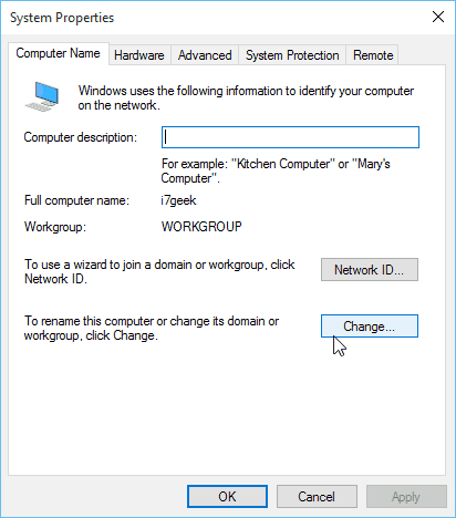 Windows 10 Systemegenskaber Computernavn
