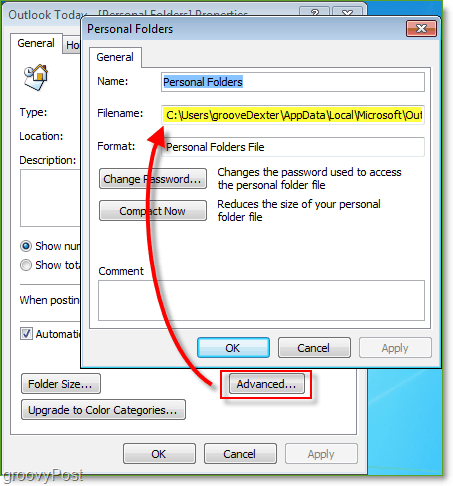 Sådan finder du din Microsoft Outlook .PST-fil