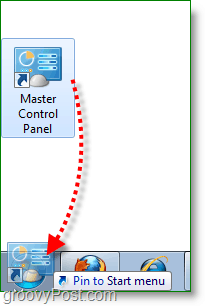 Windows 7 skærmbillede -drag master kontrolpanel til menuen Start