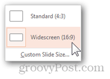 standard widescreen præsentation aspektforhold powerpoint størrelse justere