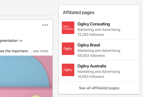Ogilvy's tilknyttede LinkedIn-virksomheds sider.