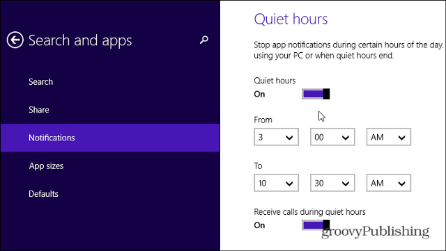Stille timer i Windows 8.1 lader dig deaktivere app-underretninger