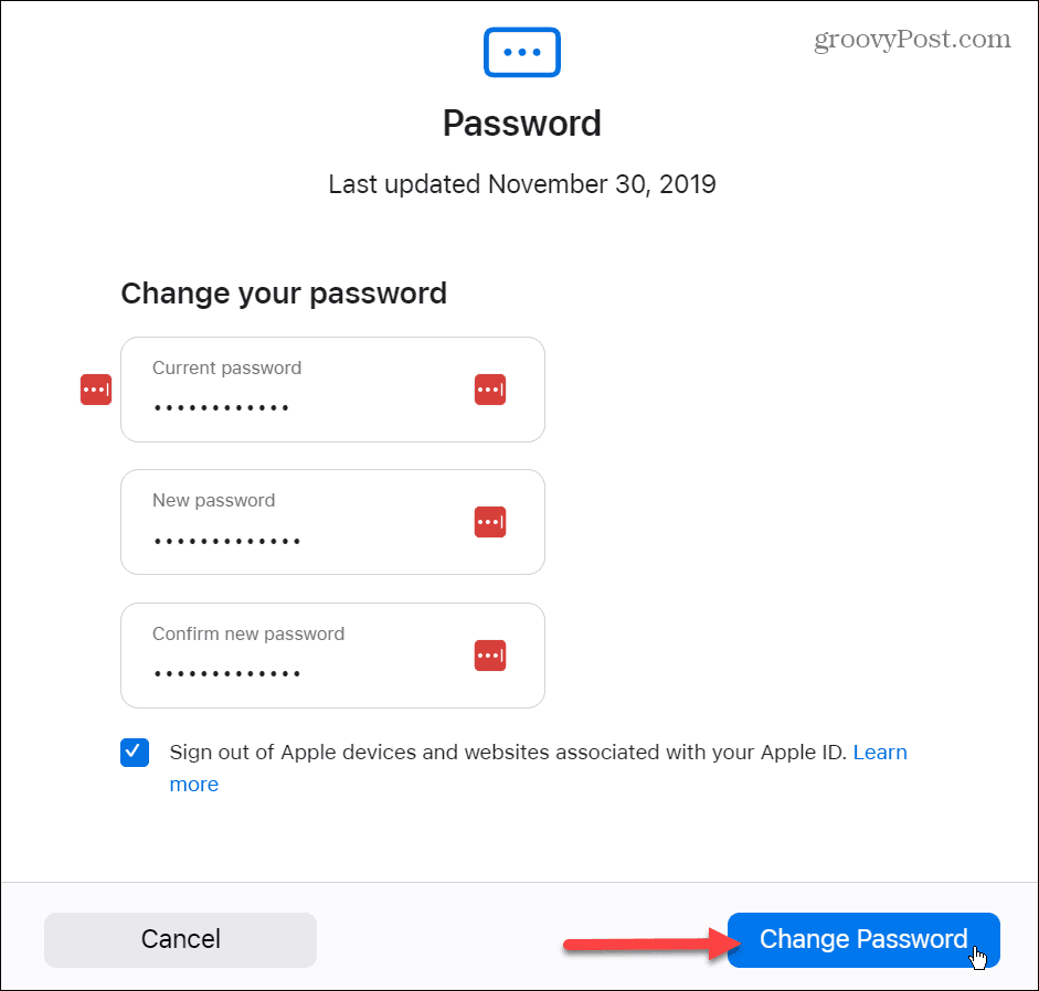 Skift dit Apple ID-adgangskode