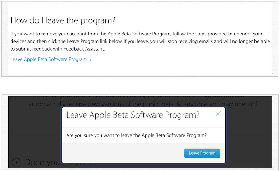 forlade apple beta-program