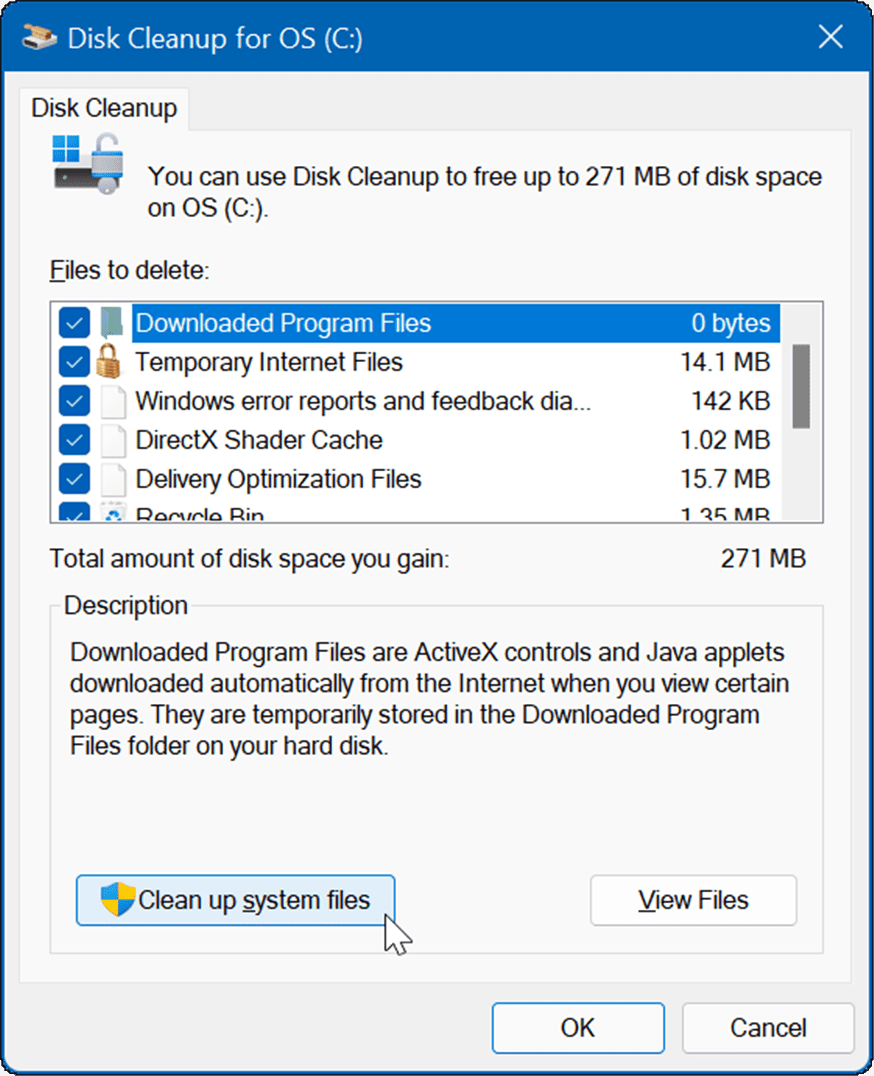 diskoprydning slet midlertidige filer på Windows 11