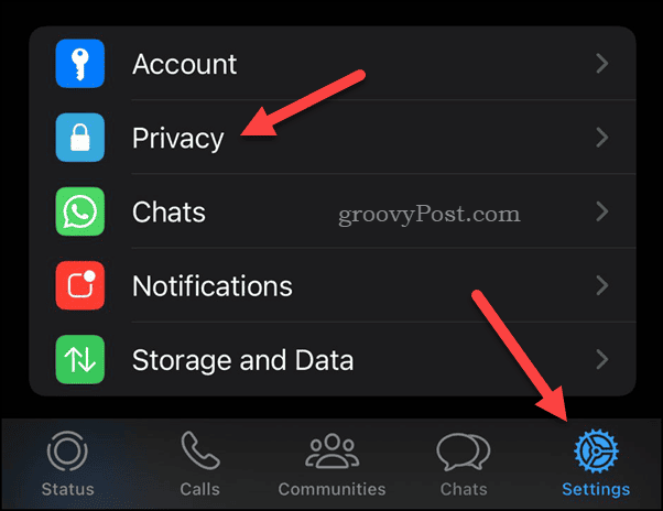 Åbn WhatsApp Privatlivsindstillinger på iPhone