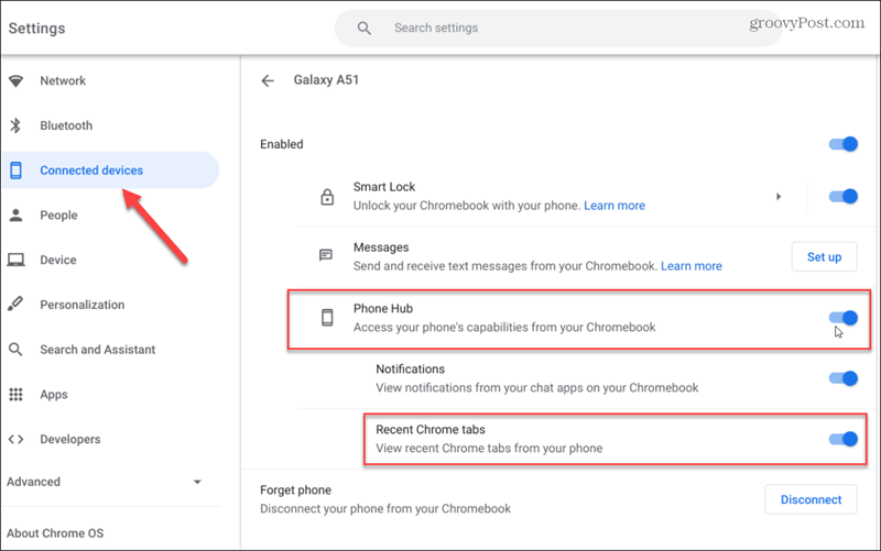 telefon hub chromebook