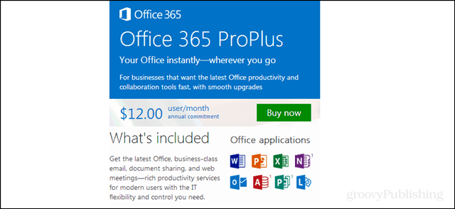 Office 365 proplus prisfastsættelse, inkluderet applikationer