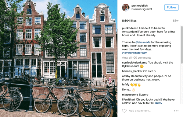 Air Canada samarbejdede med Instagram-influencer for at promovere nye ruter til Amsterdam, Mexico City og Dubai.