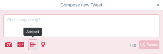 Klik på ikonet Tilføj afstemning, når du skriver en ny tweet.