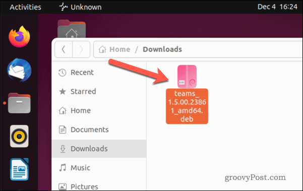 Åbn Microsoft Teams installationsfil på Ubuntu